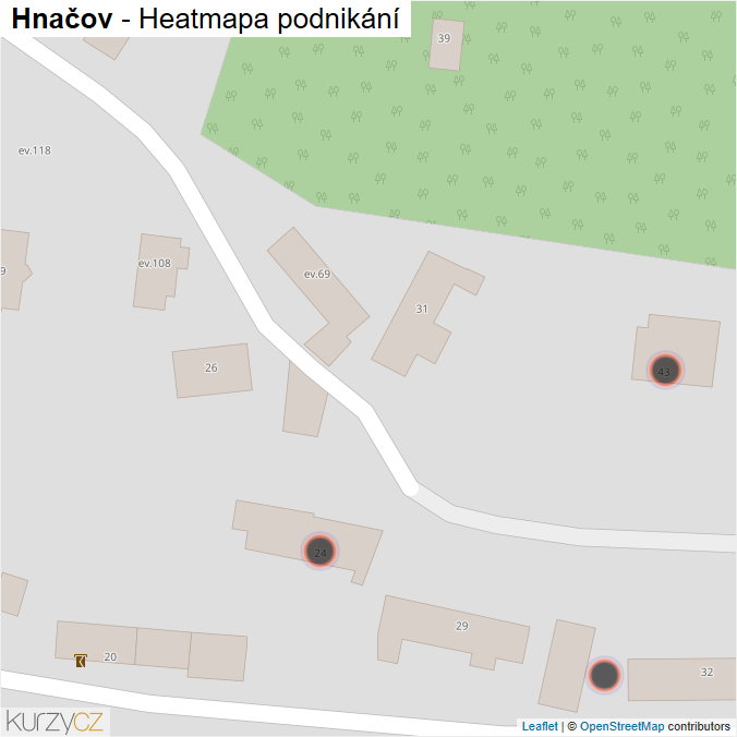Mapa Hnačov - Firmy v obci.