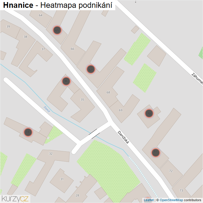Mapa Hnanice - Firmy v obci.