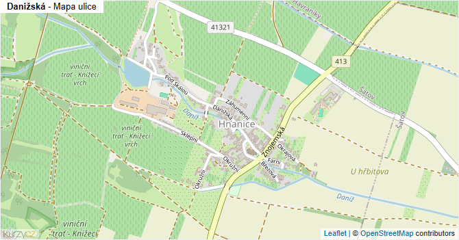 Danižská - mapa ulice