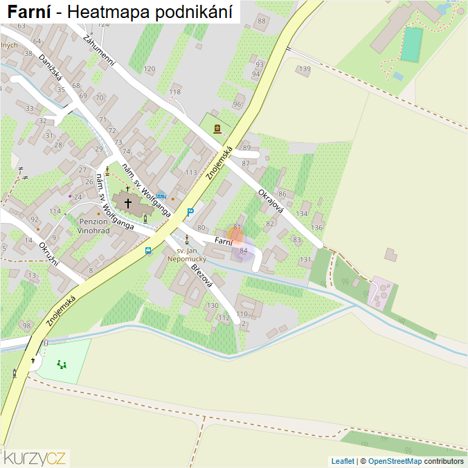 Mapa Farní - Firmy v ulici.