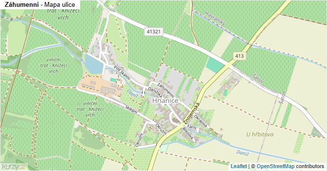 Záhumenní - mapa ulice