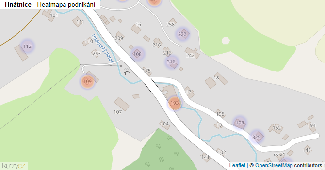Hnátnice - mapa podnikání
