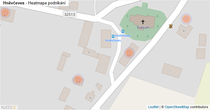 Hněvčeves - mapa podnikání