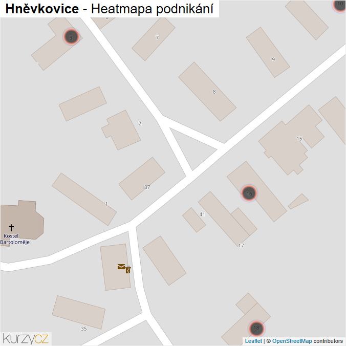 Mapa Hněvkovice - Firmy v obci.