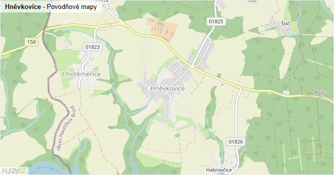 Hněvkovice - záplavové mapy stoleté vody