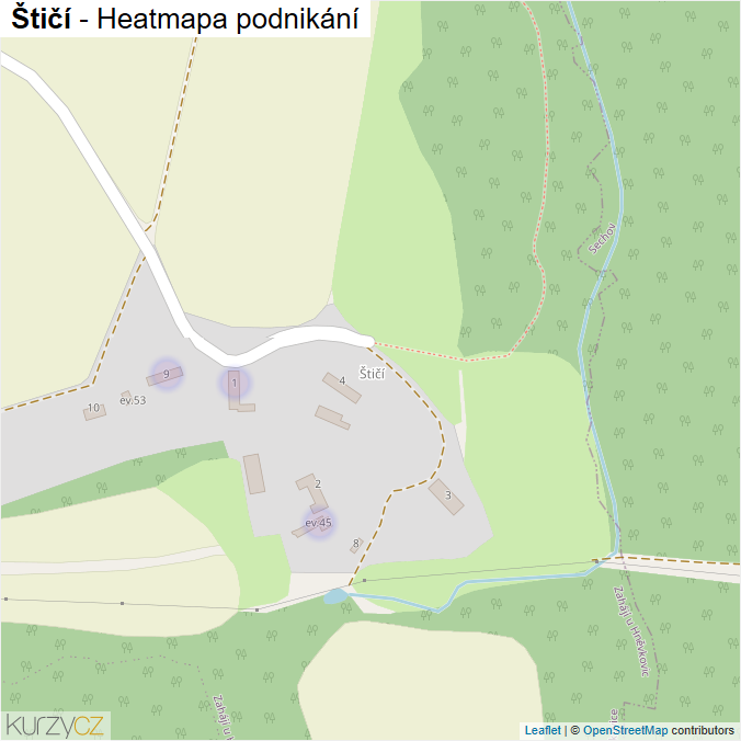Mapa Štičí - Firmy v části obce.