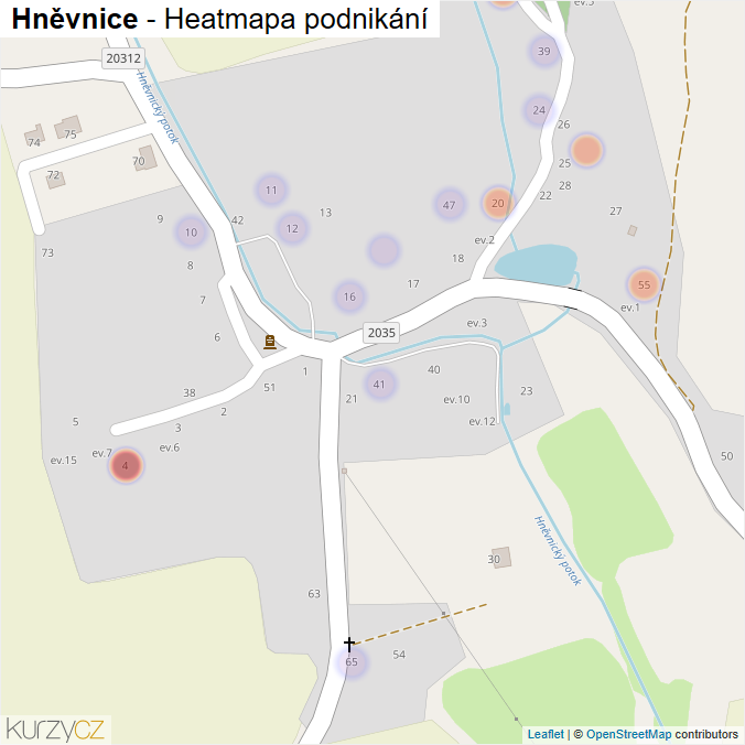 Mapa Hněvnice - Firmy v části obce.