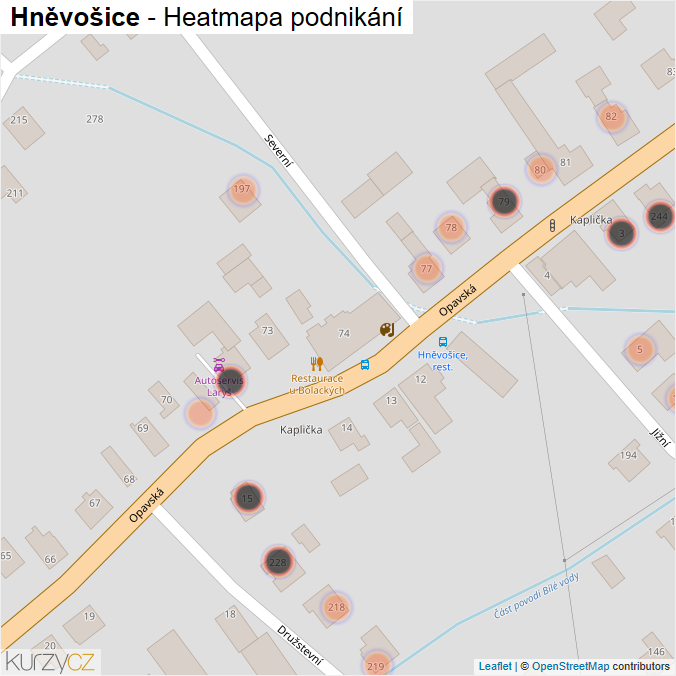 Mapa Hněvošice - Firmy v obci.