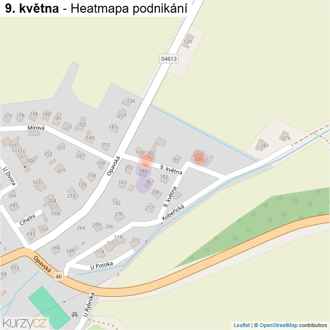 Mapa 9. května - Firmy v ulici.