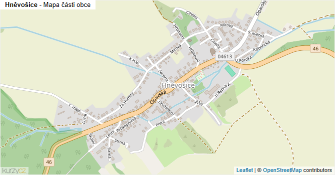 Hněvošice - mapa části obce