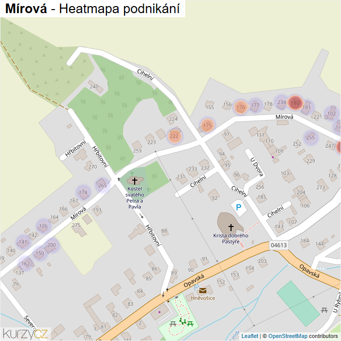 Mapa Mírová - Firmy v ulici.