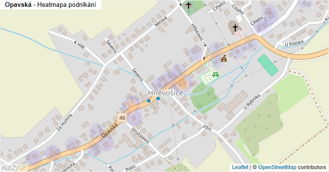 Opavská - mapa podnikání