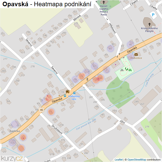 Mapa Opavská - Firmy v ulici.