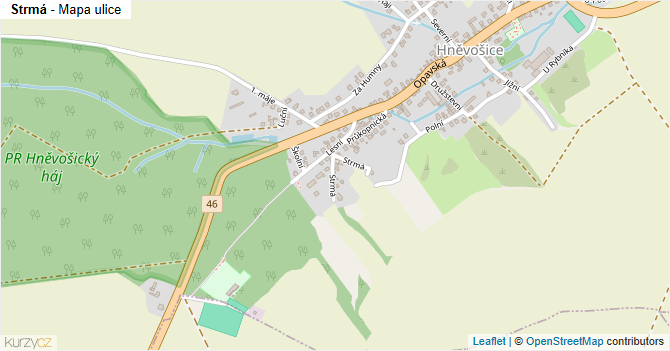 Strmá - mapa ulice