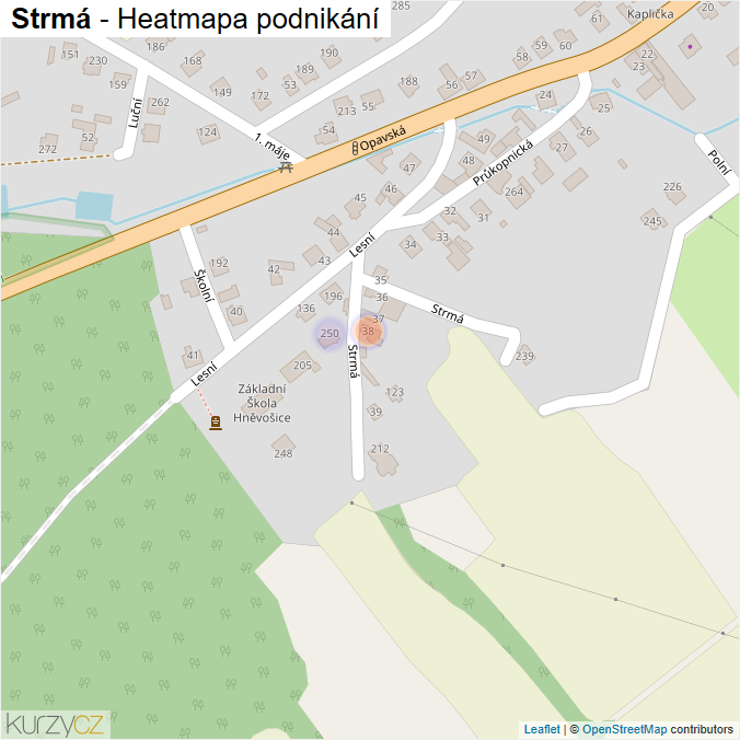Mapa Strmá - Firmy v ulici.