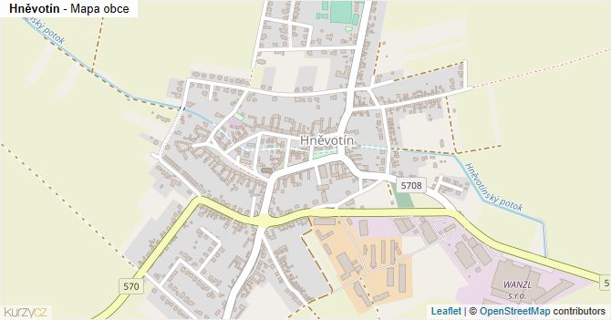Hněvotín - mapa obce