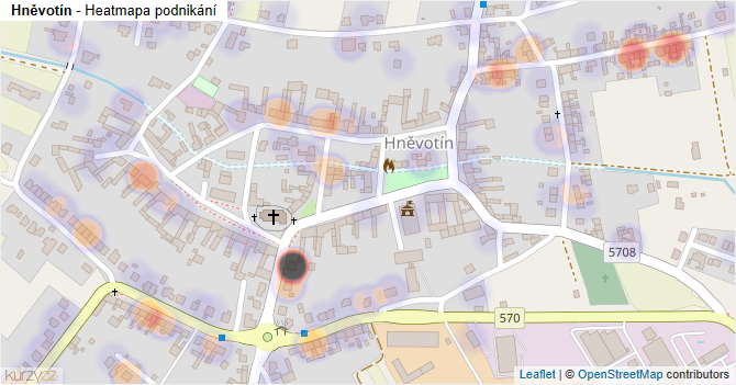 Hněvotín - mapa podnikání