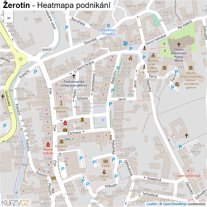 Mapa Žerotín - Firmy v ulici.