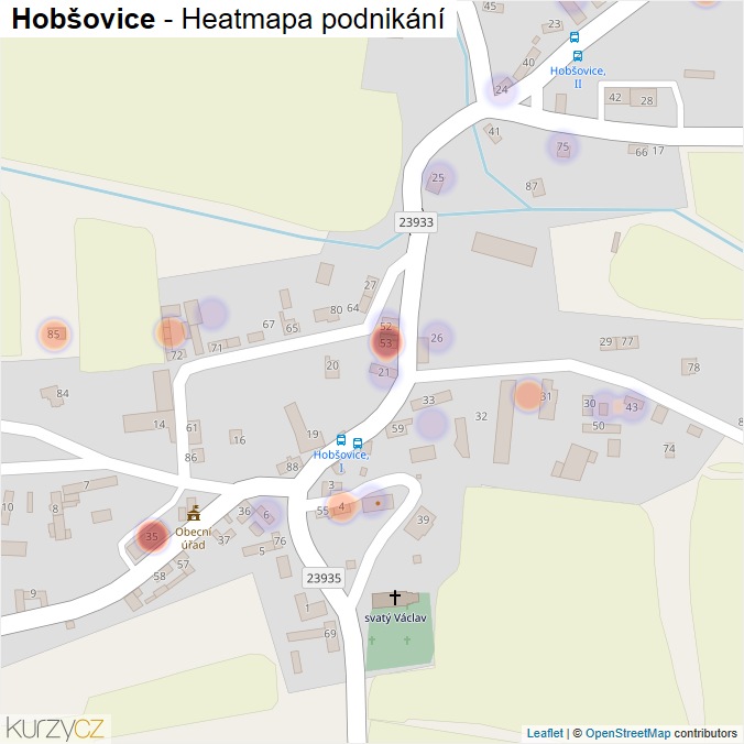 Mapa Hobšovice - Firmy v části obce.