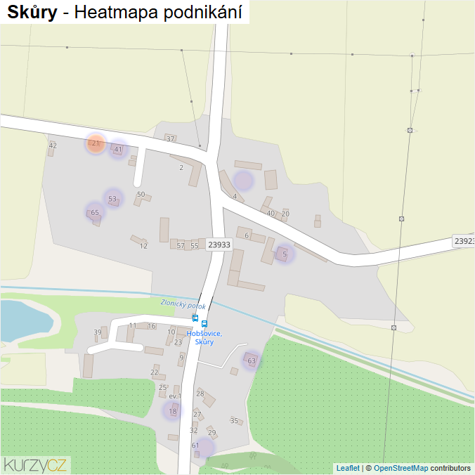 Mapa Skůry - Firmy v části obce.