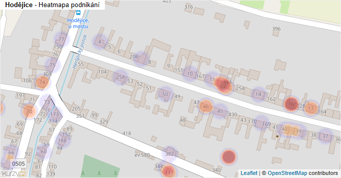 Hodějice - mapa podnikání