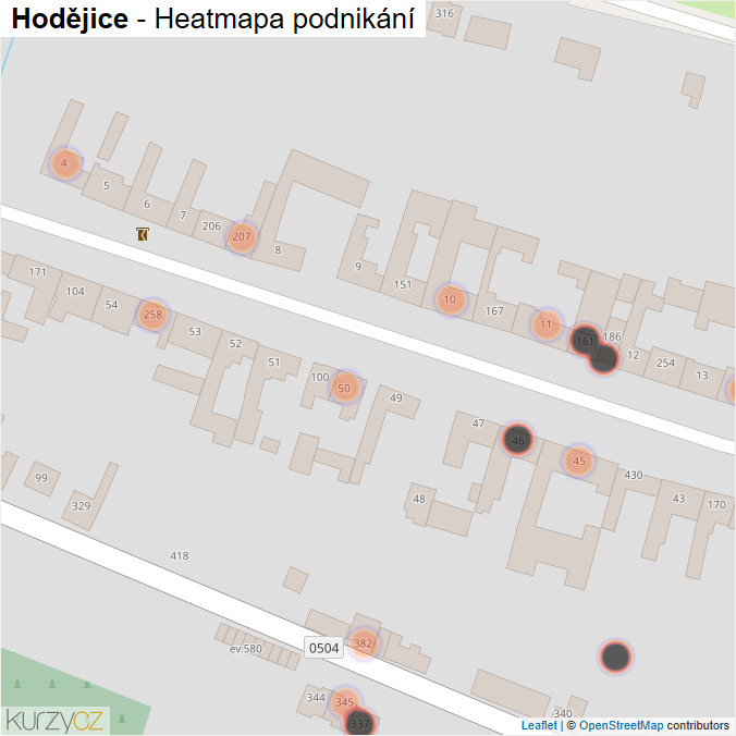 Mapa Hodějice - Firmy v obci.