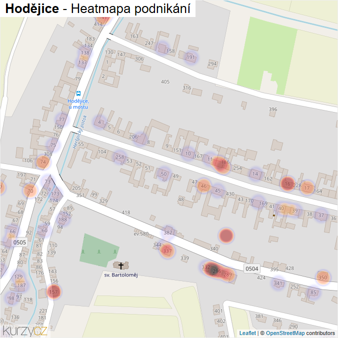 Mapa Hodějice - Firmy v části obce.