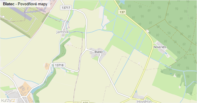 Blatec - záplavové mapy stoleté vody