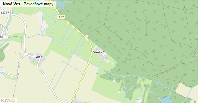Nová Ves - záplavové mapy stoleté vody