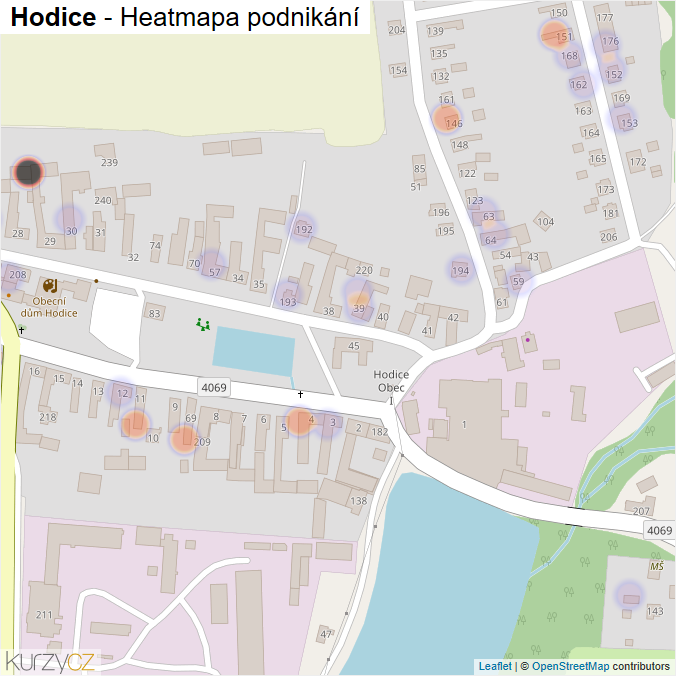 Mapa Hodice - Firmy v části obce.