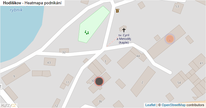 Hodíškov - mapa podnikání
