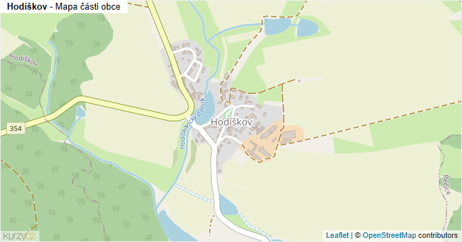 Hodíškov - mapa části obce