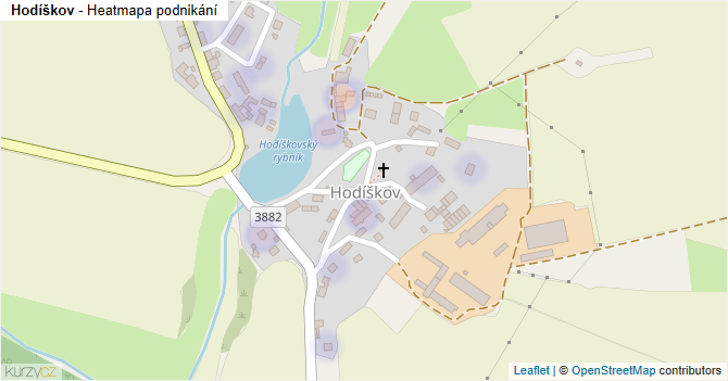 Hodíškov - mapa podnikání