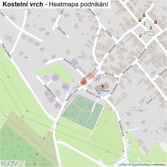 Mapa Kostelní vrch - Firmy v ulici.