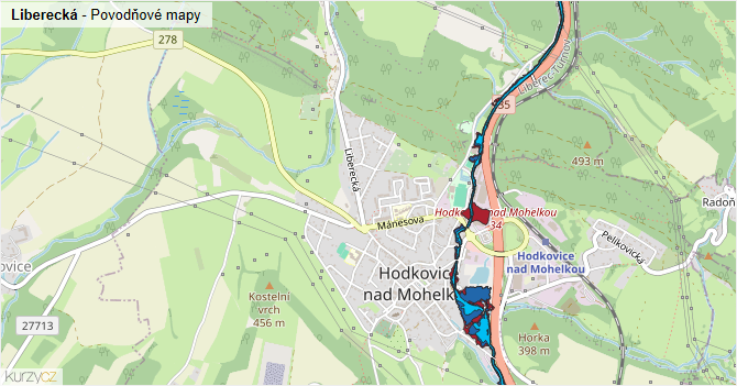 Liberecká - záplavové mapy stoleté vody