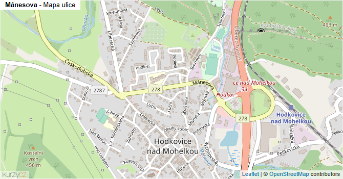 Mánesova - mapa ulice