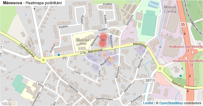Mánesova - mapa podnikání