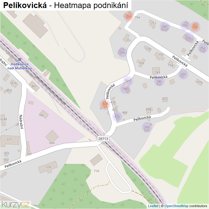 Mapa Pelíkovická - Firmy v ulici.