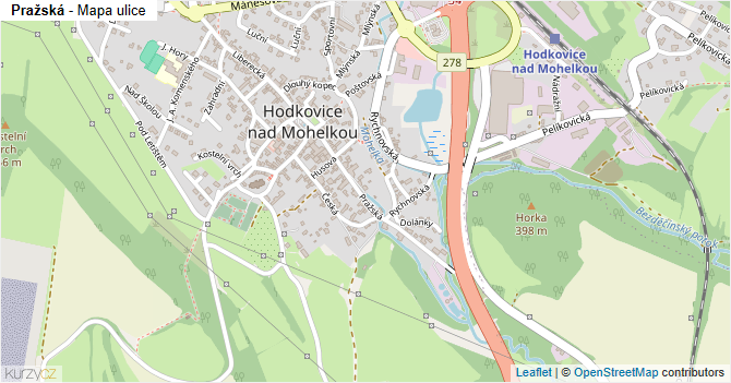 Pražská - mapa ulice