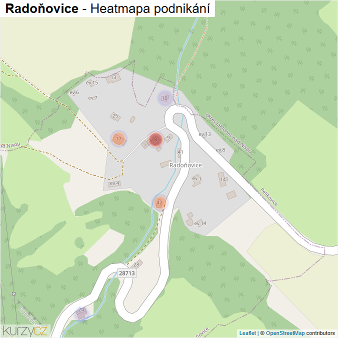 Mapa Radoňovice - Firmy v části obce.