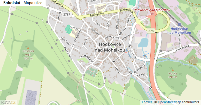 Sokolská - mapa ulice