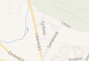 Tyršova v obci Hodkovice nad Mohelkou - mapa ulice