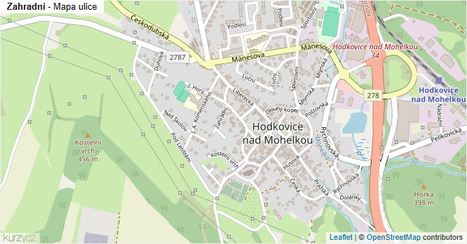 Zahradní - mapa ulice