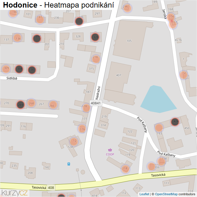 Mapa Hodonice - Firmy v obci.