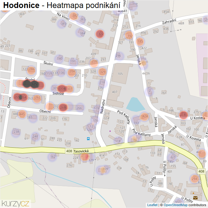 Mapa Hodonice - Firmy v části obce.