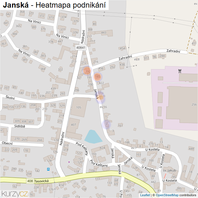 Mapa Janská - Firmy v ulici.