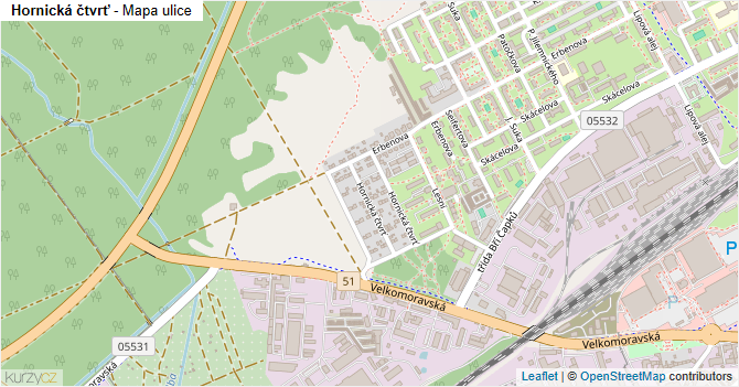 Hornická čtvrť - mapa ulice