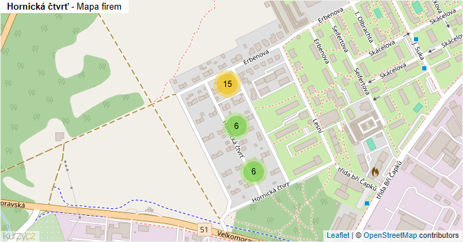 Hornická čtvrť - mapa firem