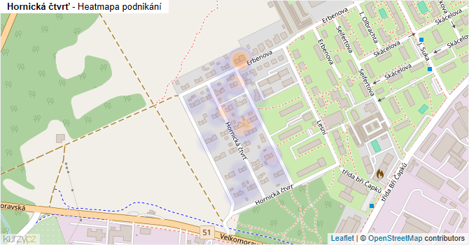 Hornická čtvrť - mapa podnikání