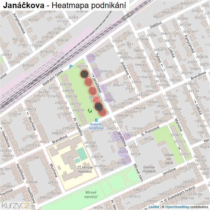 Mapa Janáčkova - Firmy v ulici.